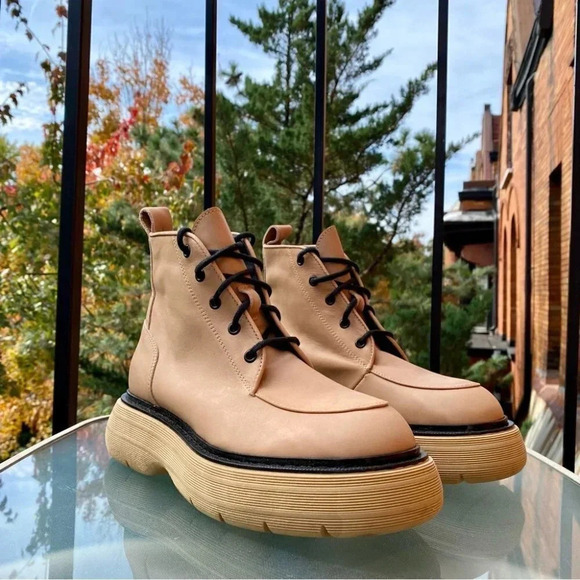 New Free People Platform Ankle Boots Shoes Mara Lace Up in Brown Tan Womens US 9 - Picture 4 of 13